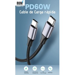 Cables tipo PD con carga rápida de hasta 60 Watts