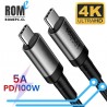 Cables de Carga tipo PD de 1 metro de hasta 100 Watts y video en 4k