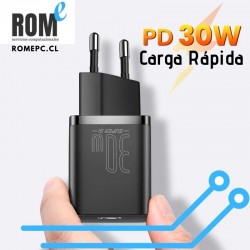 Cargador Tipo C con carga rápida de hasta 30 Watts